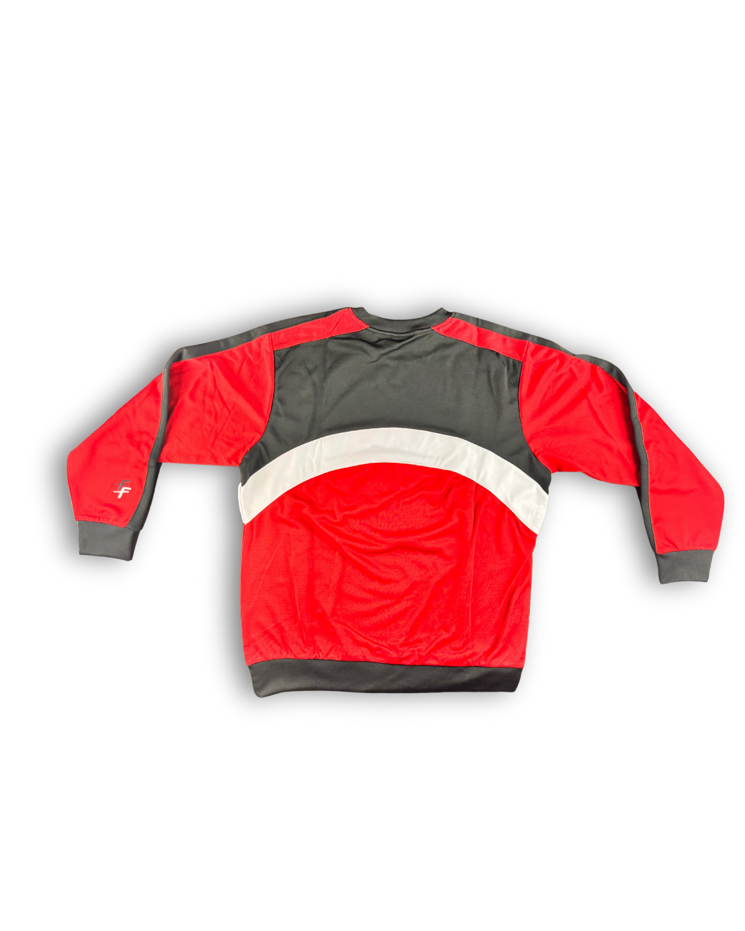 backside of sweatshirt in red from brand called fossfour