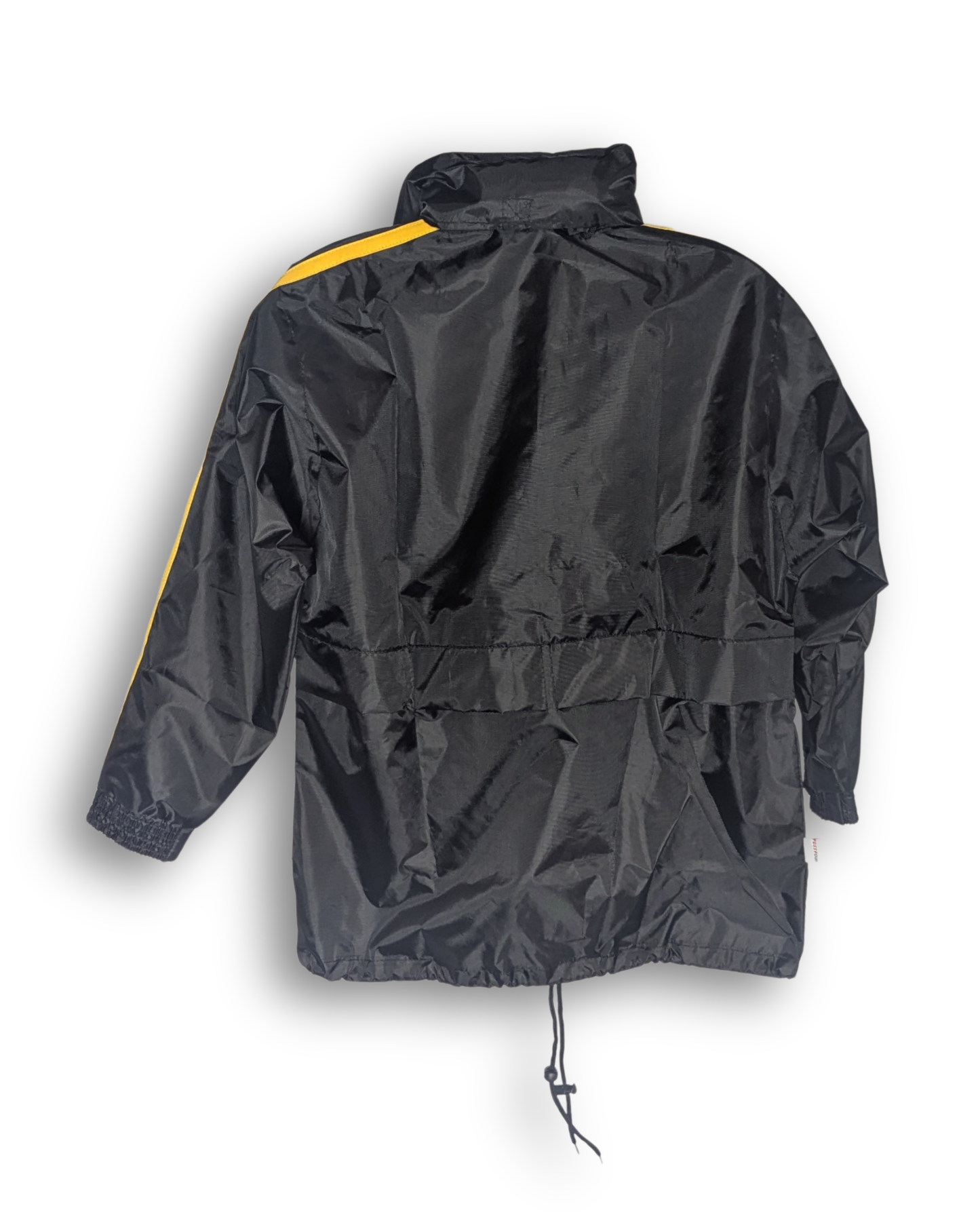 regenjacke marke fossfour schwarz mit gelben streifen günstiger preis sportkleidung regenjacke günstig männer frauen bündchen innen mit kapuze outlet