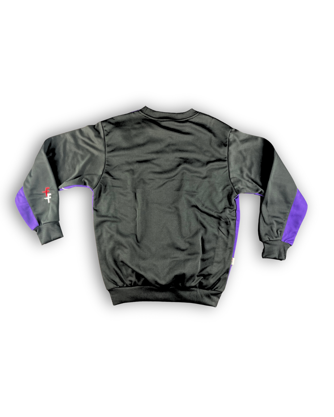 hintere ansicht sweatshirt marke fossfour lagerverkauf schwarz lila weiß retro style vintage 