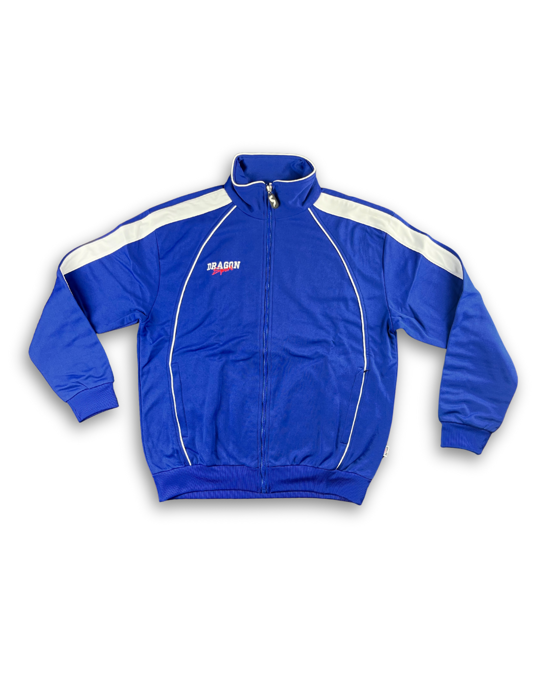 retro jacke anzug sport jogginganzug günstig outlet sportbekleidung blau weiße streifen marke dragon sport