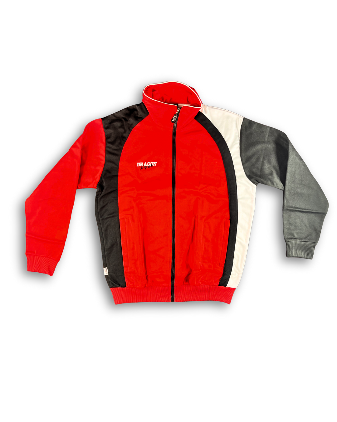 günstiger jogginganzug dragon sport marke rot schwarz weiß mit bündchen reißverschluss produkt sport