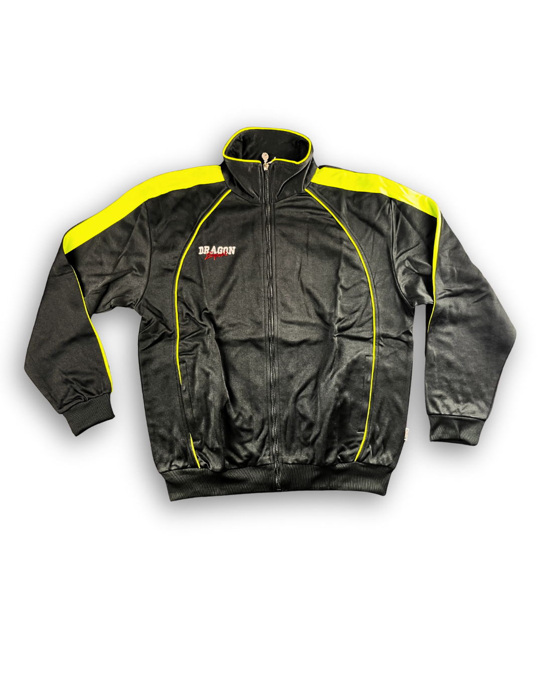 schwarze jacke mit grünen applikationen marke dragon sport outlet sportkleidung männer onlineshop sportbekleidung