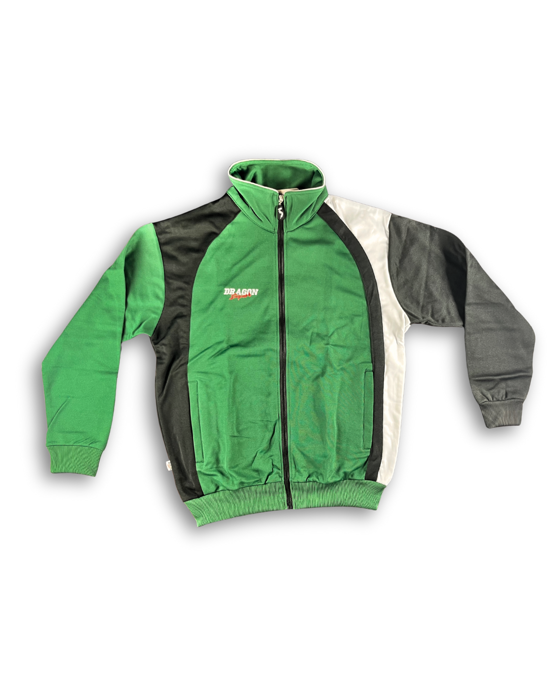 grün weiß schwarze jacke für jogginganzug marke dragon sport retro outlet