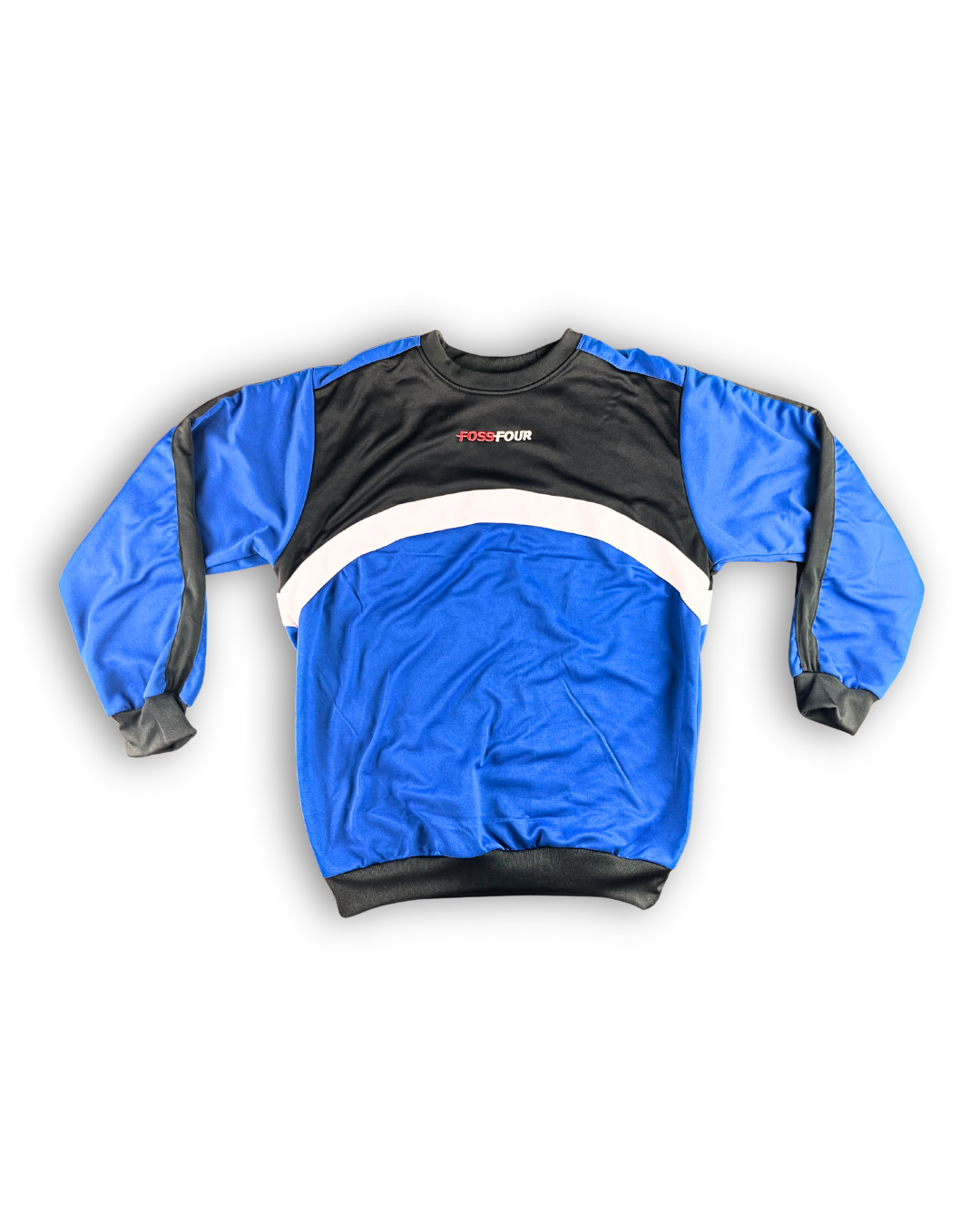 vorderseite sweatshirt blau schwarz weiß marke fossfour outlet kleidung