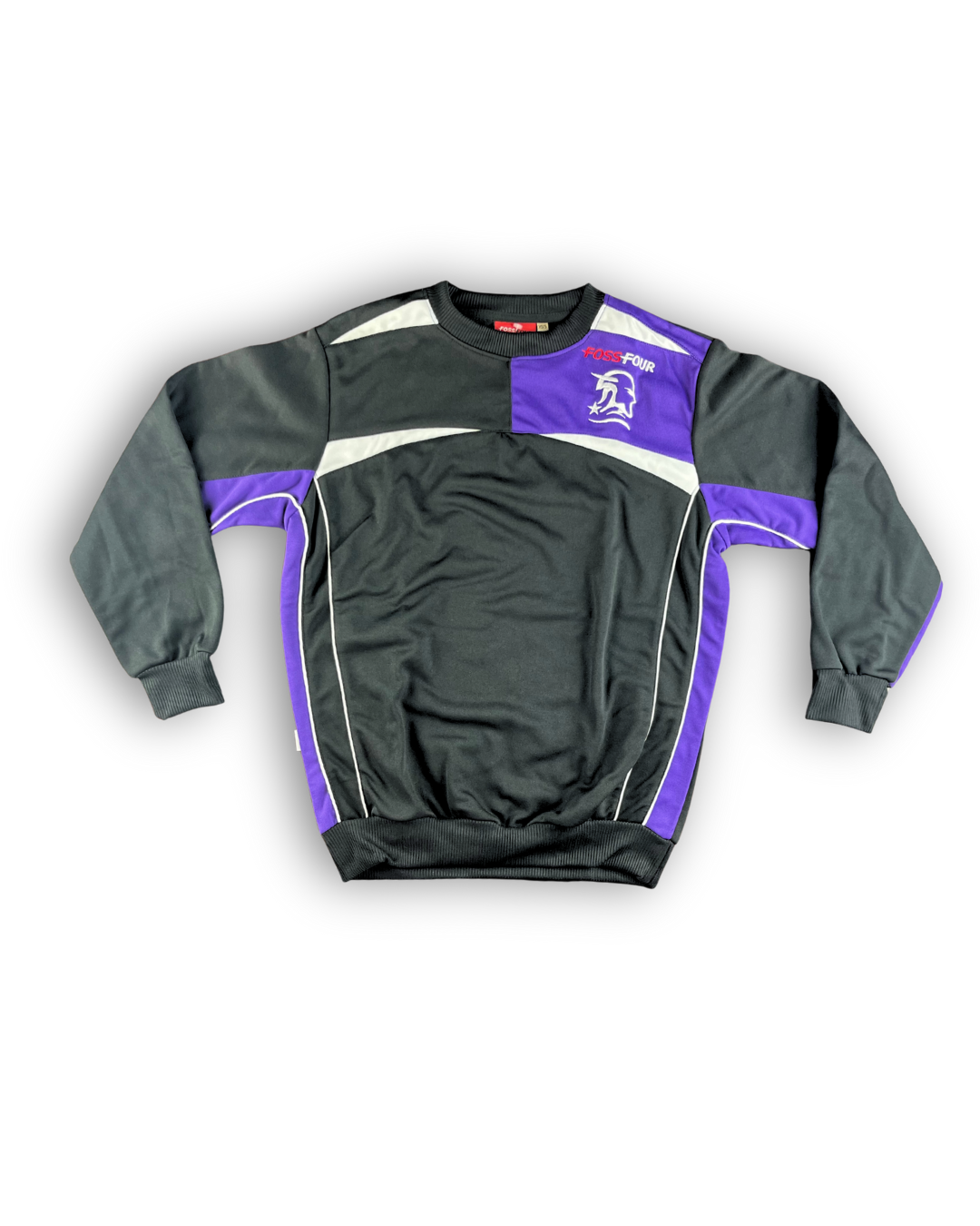 vordere ansicht sweatshirt sport männer polyester lila schwarz weiß bündchen an ärmeln und taille 