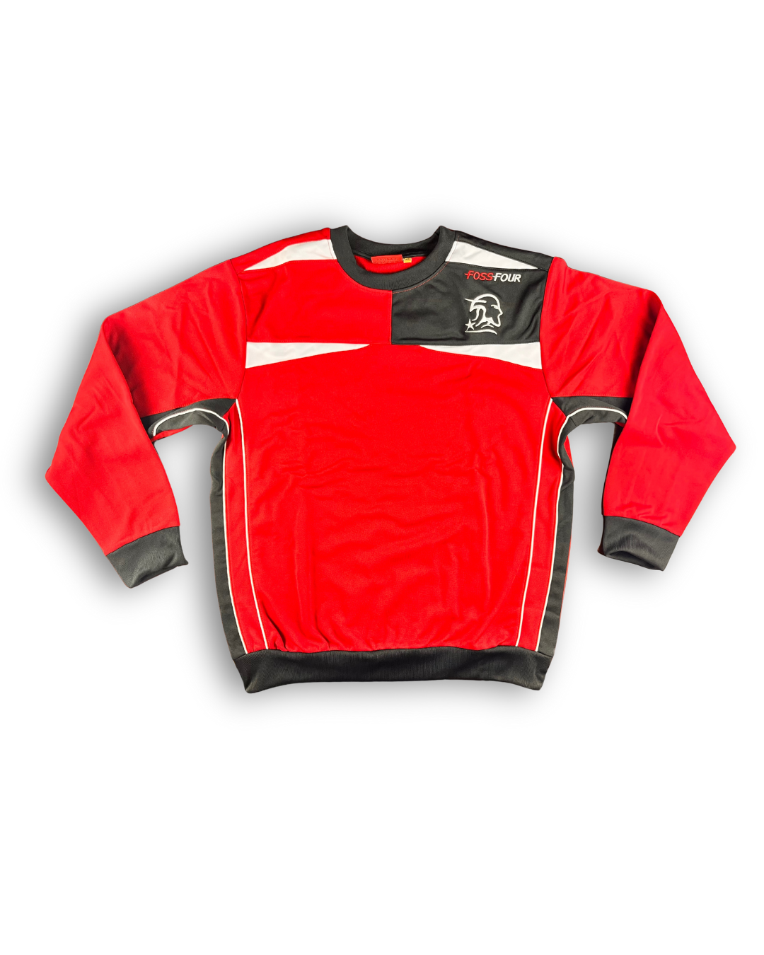 vordere ansicht sweatshirt rot marke fossfour mit bündchen sportklamotten sportbekleidung günstig