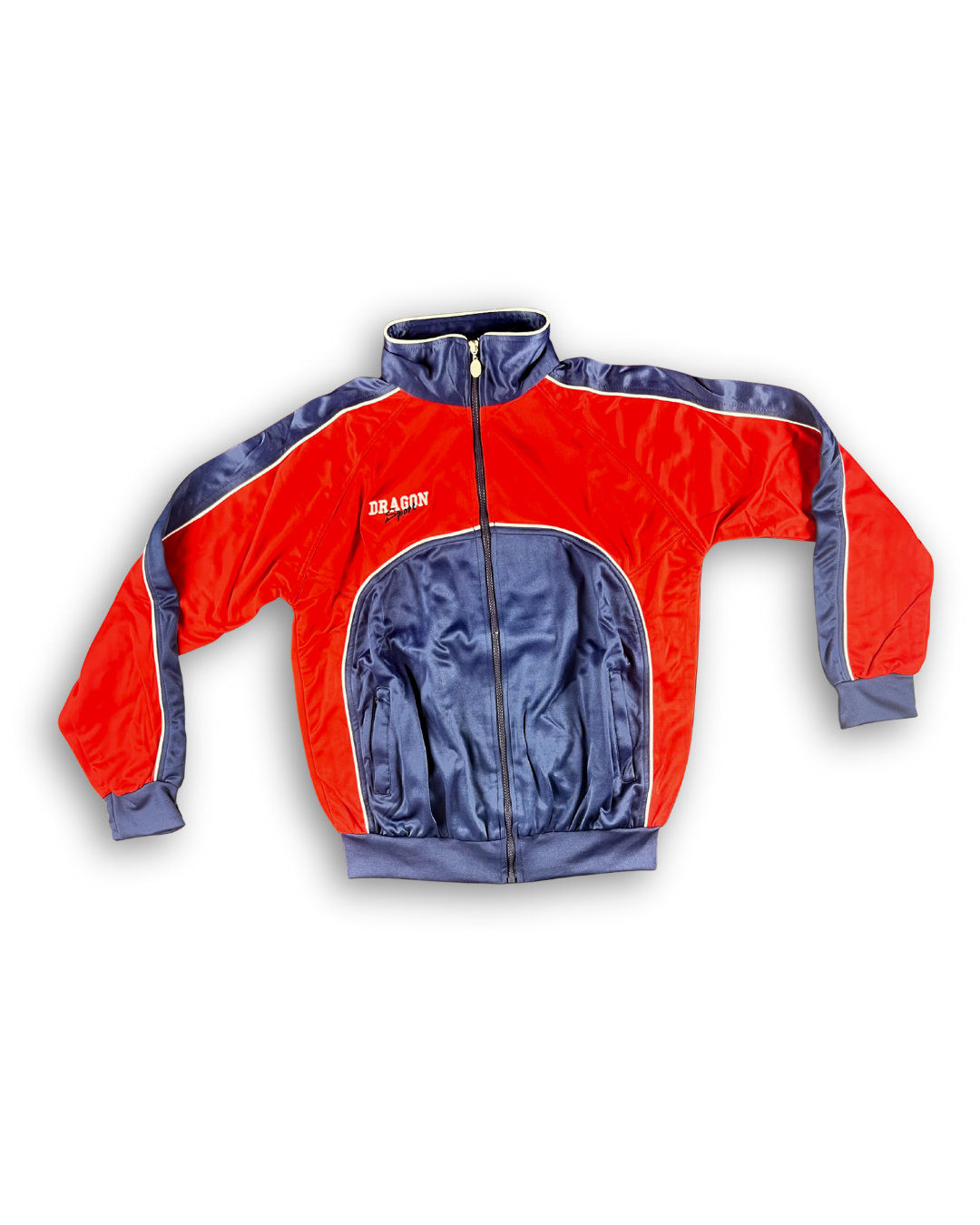 trainingsjacke freizeit jogginganzug rot blau marke dragon sport retro look style günstig